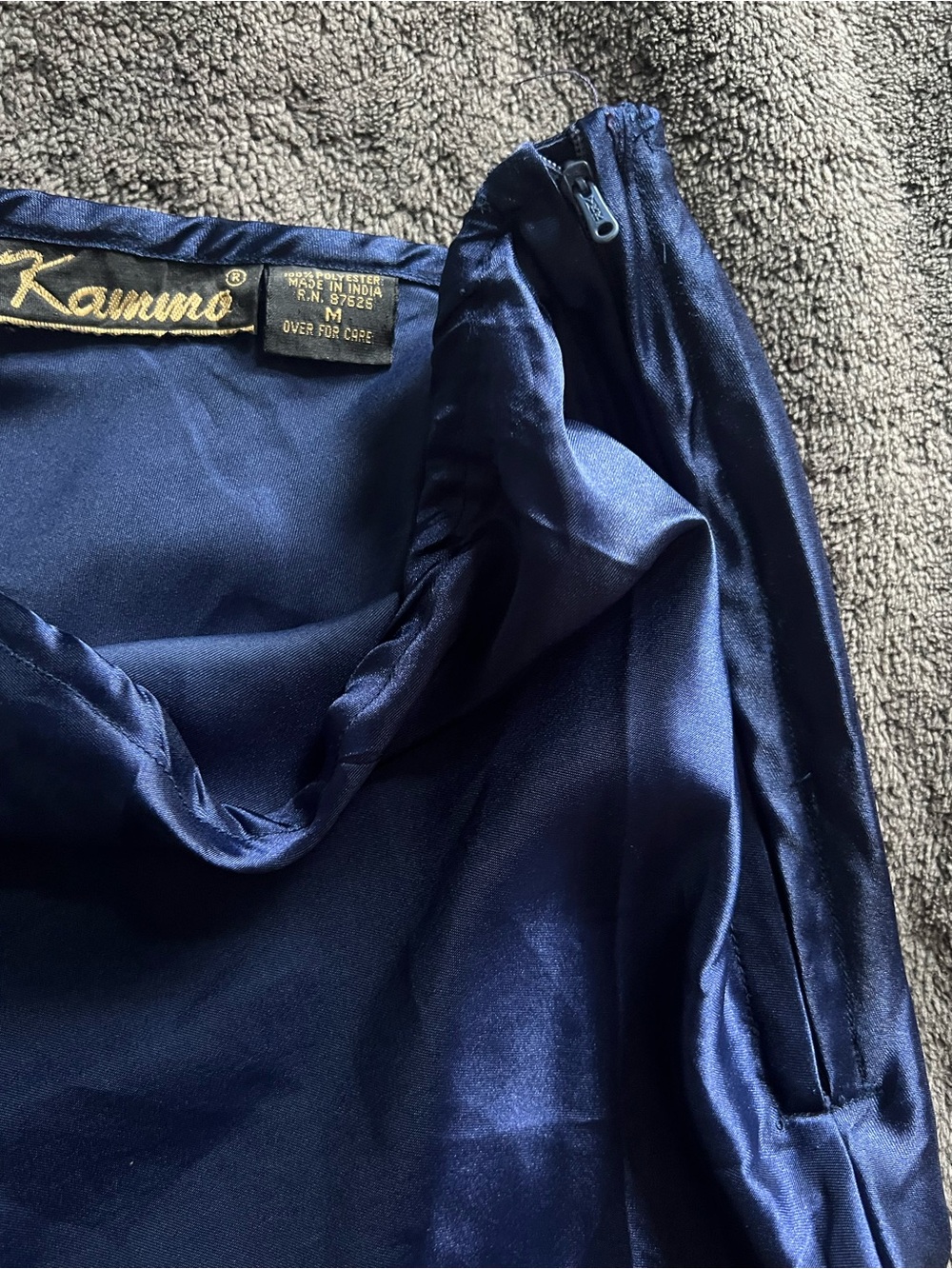 Vintage Kammo Dark Blue Satin Maxi Slip Skirt M - Picture 4 of 4